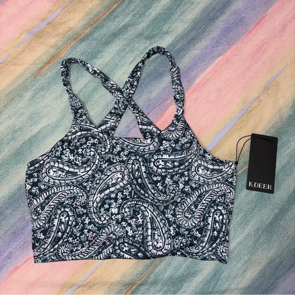 K Deer paisley leggings and crop top cross back set size 3XL leggings / 2XL top - Picture 2 of 9